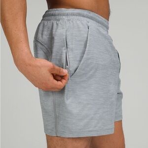 Lululemon Pace Breaker 5" Lined Shorts Size Large Heather Allover Sea Salt Grey